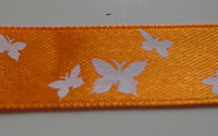 Oranje met witte vlinders lint O1 (PER 10 cm )