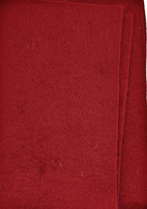Handgevilte lap vilt. 40x60 cm. Rood.