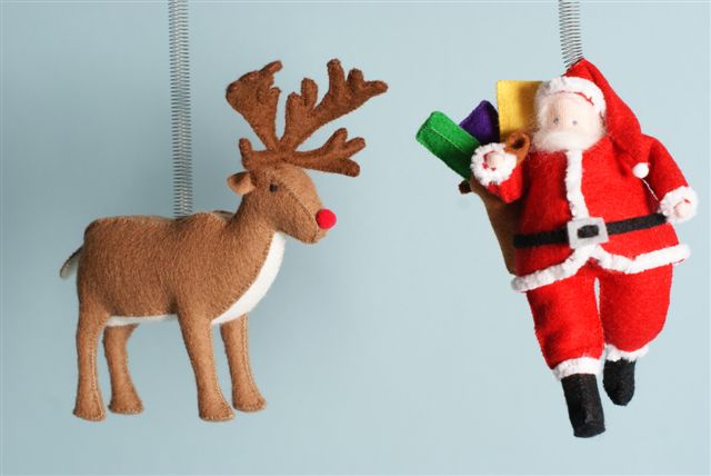 Kerstman en Rudolf het rendier met de rode neus patroonblad - Click Image to Close