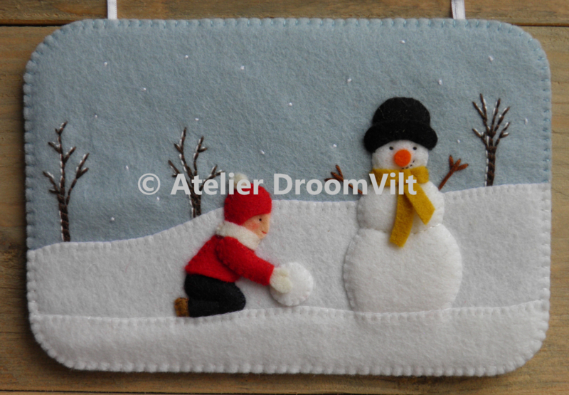 Seizoensbordje 'Winter'. Exclusief houten bordje.Patroonblad.
