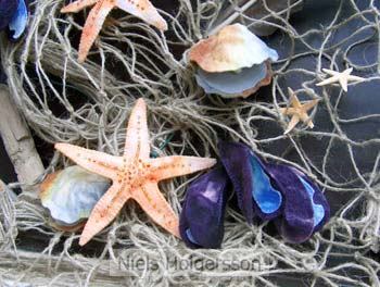 Zomerslinger met mosselen,oesters en zeesterren patroonblad - Click Image to Close